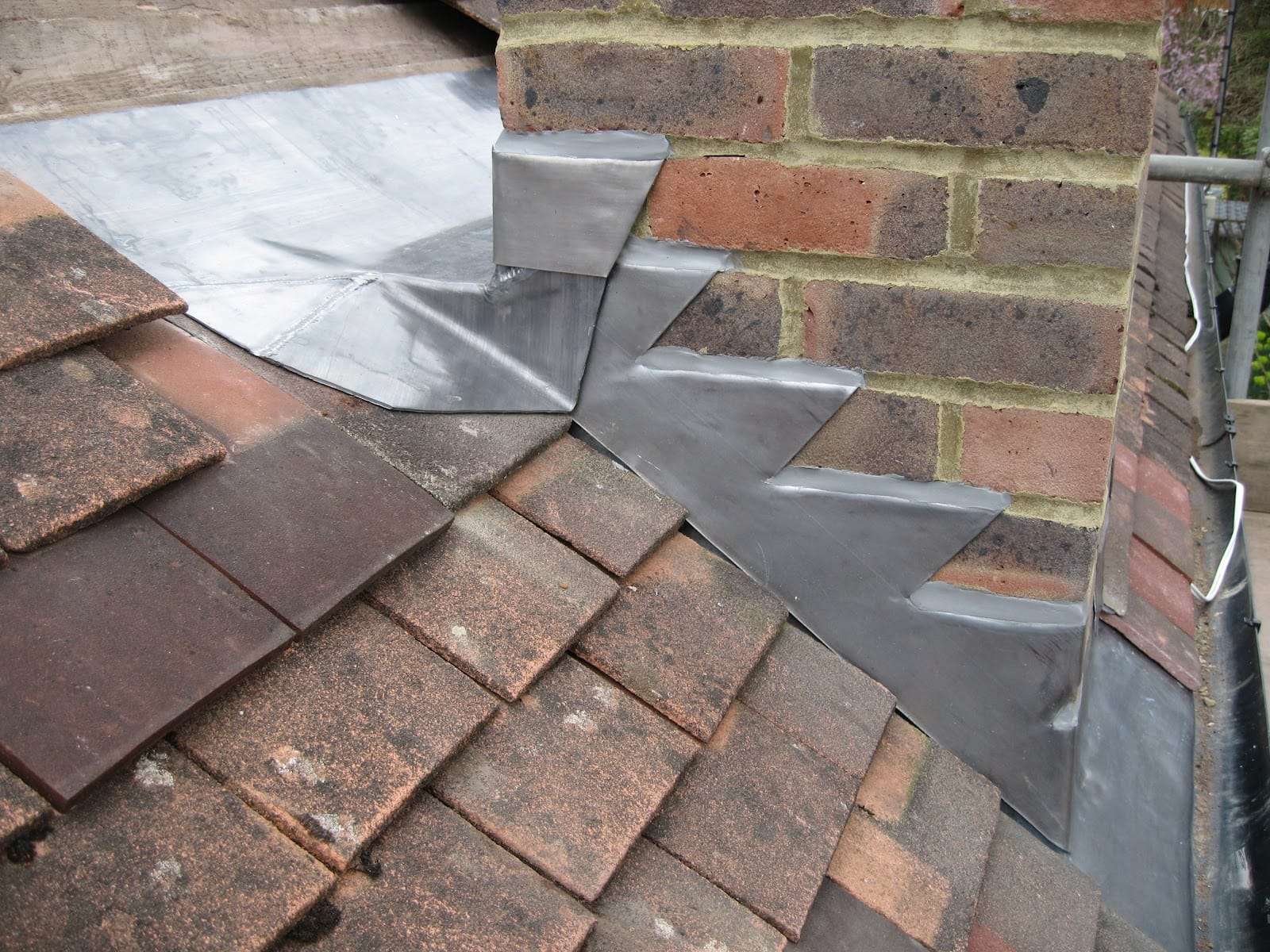 Stepped lead chimney flashing, by Pro Roofing